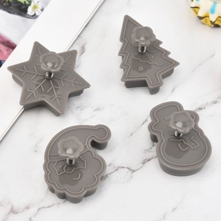 Spot# plastic 3D three-dimensional Christmas biscuit mold creative pressing biscuit mold four-piece set kitchen baking tool cookie mold 8jj