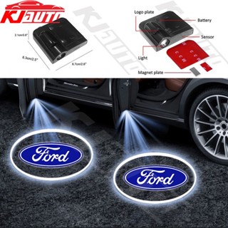 โคมไฟโปรเจคเตอร์ LED ไร้สาย ฉายแสงเลเซอร์ ติดประตูรถยนต์ สําหรับ Ford Fiesta Ranger T6 T7 T8 T9 Focus Territory Everest Ecosport Ka Focus Fusion Raptor 2 ชิ้น