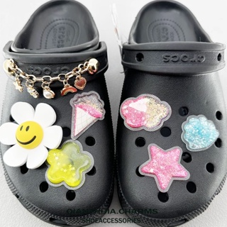 jibbitz crocs แท้ ใหม่ บักเกิลติดรองเท้า รูปดอกไม้ ประดับเลื่อม หลากสีสัน DIY 2023