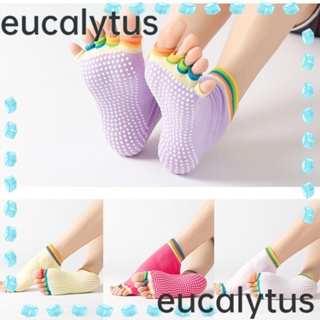 Eucalytus1 ถุงเท้าโยคะ ผ้าฝ้าย และ PVC ระบายอากาศ กันลื่น คุณภาพสูง สําหรับผู้หญิง