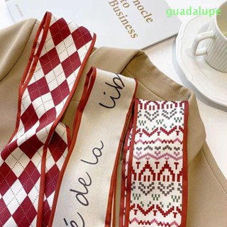 Guadalupe ผ้าพันคอ ผ้าซาติน ผ้าไหม ลายดอกไม้ สีแดง สไตล์เกาหลี เรโทร เรียบง่าย เข้ากับทุกชุด อุปกรณ์เสริม สําหรับปีใหม่ ผ้าพันคอ ผ้าผูกคอ