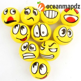 Oceanmapdz ลูกบอลบีบหน้ายิ้ม ยืดหยุ่น ทริกเกอร์พอยท์ นวด 6 ซม. สีเหลือง ฝึกนวด