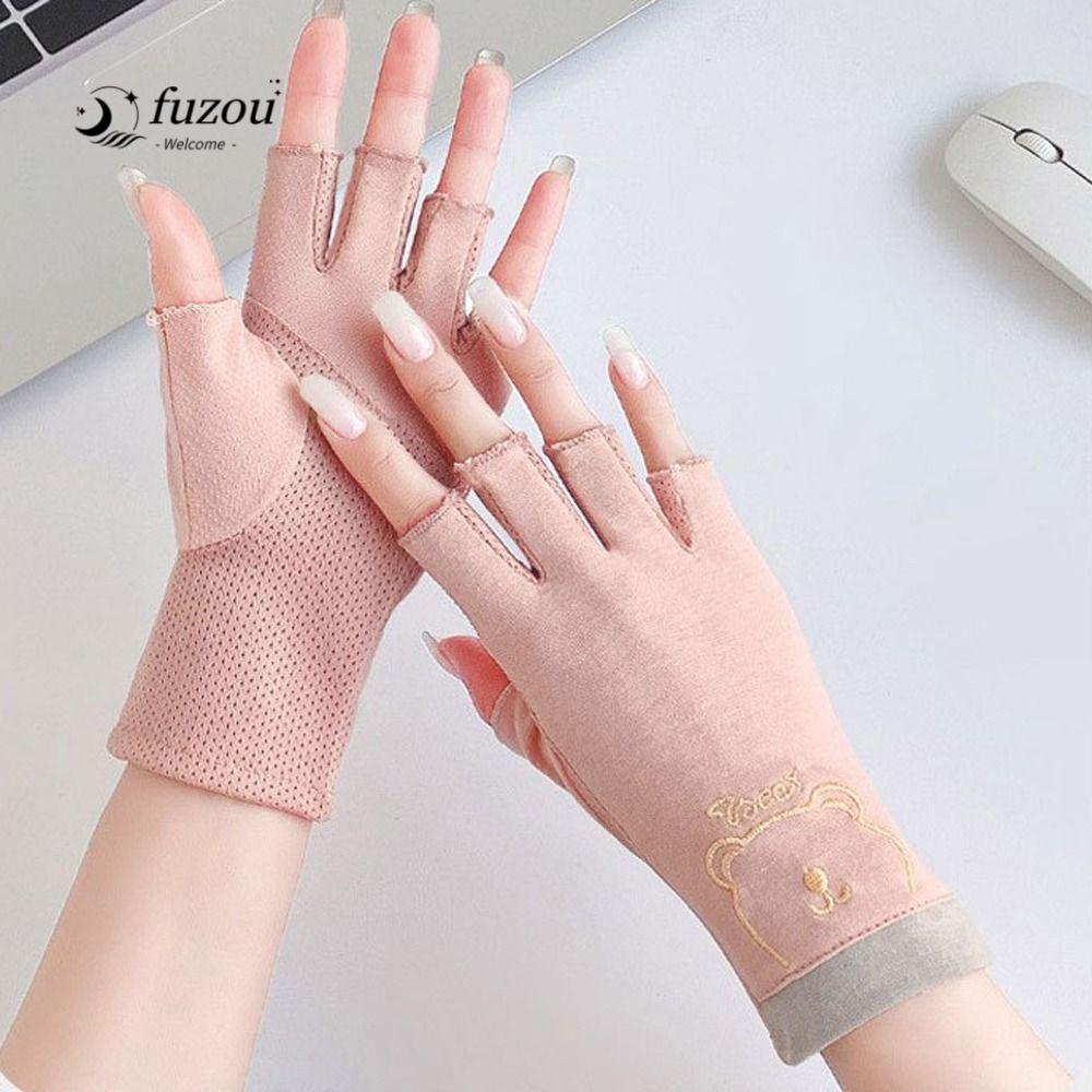 Fuzou ถุงมือกันแดด ฤดูร้อน ถุงมือขี่จักรยาน ถุงมือป้องกันรังสียูวี ถุงมือตาข่าย ถุงมือขับรถผู้หญิง ถุงมือ
