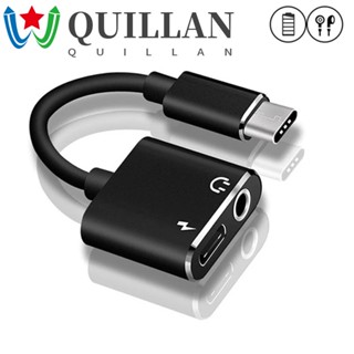 Quillan Type C เป็น 3.5 มม. 2 in 1 USB C สายสัญญาณเสียง อะแดปเตอร์หูฟัง