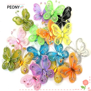 Peonypavilion ผีเสื้อออร์แกนซ่า กลิตเตอร์ หลากสี สําหรับตกแต่งงานหัตถกรรม DIY 45 ชิ้น