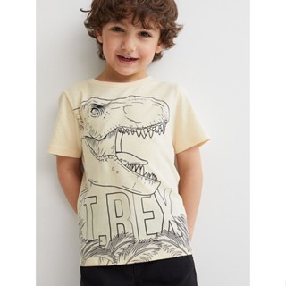 เสื้อยืด พิมพ์ลายการ์ตูนไดโนเสาร์ แฟชั่นฤดูร้อน สําหรับเด็กผู้ชาย 2023