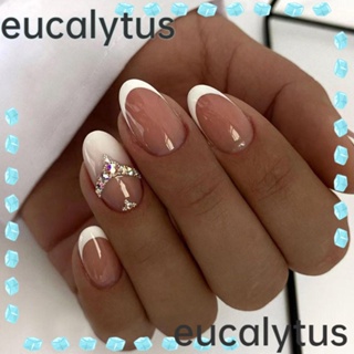 Eucalytus1 เล็บปลอมคริสตัล ทรงวงรี ถอดออกได้ DIY 24 ชิ้น