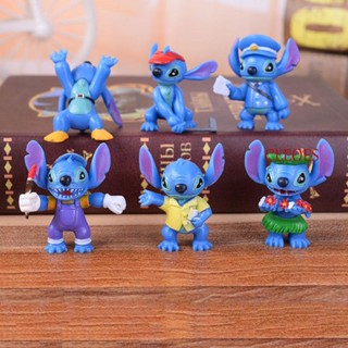 Cleoes โมเดลฟิกเกอร์ PVC รูปการ์ตูน Stitch 6 ชิ้น ต่อชุด