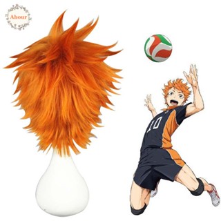 Ahour วิกผมคอสเพลย์ Hinata Syouyou ทนความร้อน สีส้ม สีทอง