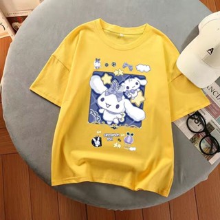 SANRIO Cinnamoroll เสื้อยืดลายกราฟิกหลากสีสำหรับเด็กผู้หญิง Y2k โกธิคเสื้อฮาราจูกุสวยงามฤดูร้อน