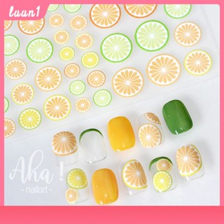 Aha สติ๊กเกอร์ติดแต่งเล็บ New Green Lemon Orange Grapefruit Cherry Fruit Fruit Nail Decoration Decals COD