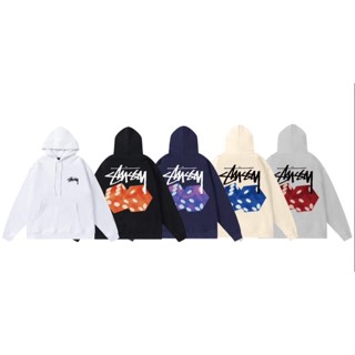 STUSSY เสื้อกันหนาว มีฮู้ด ทรงหลวม สีสันสดใส แฟชั่นสําหรับผู้ชาย และผู้หญิง 2023