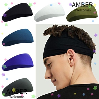 Amber ที่คาดศีรษะ ดูดซับเหงื่อ สีพื้น สําหรับขี่จักรยาน 2 ชิ้น