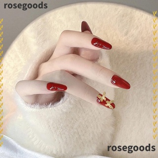 Rosegoods1 เล็บปลอม ความยาวปานกลาง รูปไข่ ถอดออกได้ แบบเต็มรูปแบบ สําหรับผู้หญิง