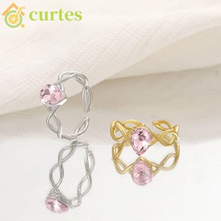 Curtes แหวนคอสเพลย์ รูปมงกุฎเจ้าหญิงบาร์บี้ ประดับเพทาย สีชมพู สไตล์วินเทจ