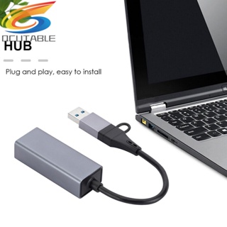 [Qcutable.th] อะแดปเตอร์ฮับ USB C เป็นอีเธอร์เน็ต RJ45 อะลูมิเนียมอัลลอย สําหรับคีย์บอร์ด เมาส์ กล้อง