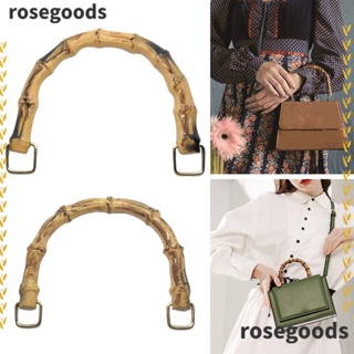 Rosegoods1 หูหิ้วกระเป๋า แบบไม้ไผ่ ถอดออกได้ พร้อมหัวเข็มขัด สําหรับกระเป๋าถือ