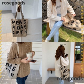 Rosegoods1 กระเป๋าถือ ทรงโท้ท พิมพ์ลายตัวอักษร ทนทาน สําหรับเดินทาง