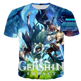 เสื้อยืด พิมพ์ลายเกม Genshin Impact สไตล์ฮาราจูกุ