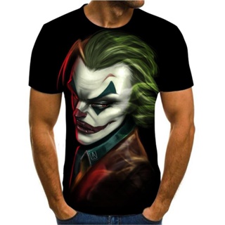 ใหม่ล่าสุด เสื้อยืดลําลอง แขนสั้น พิมพ์ลายตัวตลก Joker Face สําหรับผู้ชาย 2022