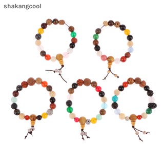 Shakangcool สร้อยข้อมือลูกปัดไม้ ห้อยจี้พระพุทธรูป สิบแปดเมล็ด ของขวัญเครื่องประดับ