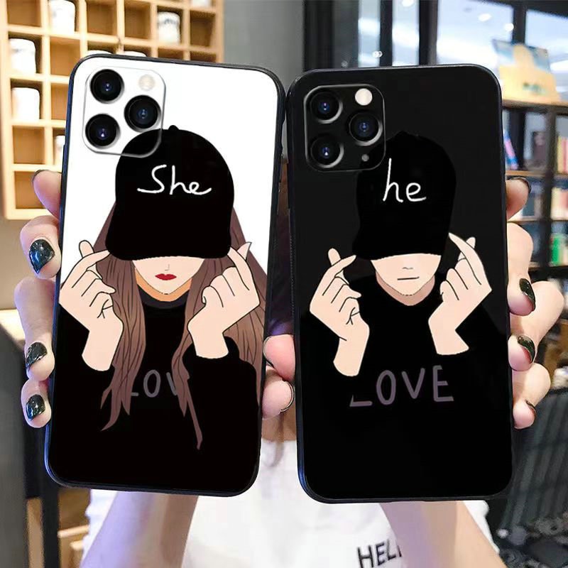 SHC| เคส สำหรับ Vivo V5 V5s V5 Lite V7 Plus V9 V11 V11i V15 V17 Pro V19 Neo V20 SE V21 V23 V23E V25 V25E V27 V27E V29 Z1 Pro Y73 2021 แฟชั่นนุ่มคู่รักหมวกสาวบอยเคสโทรศัพท์