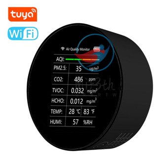 Mif)tuya เครื่องตรวจจับคุณภาพอากาศ WiFi 7 In 1 PM2.5 TVOC CO2 HCHO อุณหภูมิความชื้น AQI อเนกประสงค์ สําหรับบ้าน สํานักงาน รถยนต์