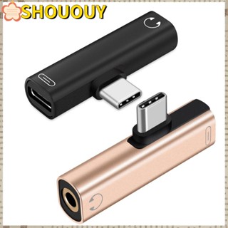 Shououy อะแดปเตอร์แยก Type-C เป็น 3.5 มม. Mini USB C โลหะ AUX สําหรับ S10 S9 Huawei Mate20