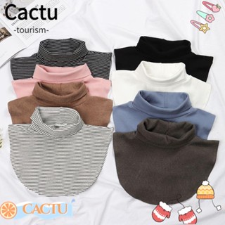 Cactu ผ้าพันคอคอเต่า ถอดออกได้ กันลม สีพื้น แฟชั่นฤดูใบไม้ร่วง ฤดูหนาว