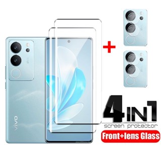 4 in 1 ฟิล์มกระจกนิรภัยกันรอยหน้าจอ HD แบบใส กันรอยเลนส์กล้อง 2 in 1 สําหรับ vivo V29 Lite vivoV29Lite V 29 5G 2023