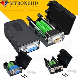 Myronghd VGA ขั้วต่อเชื่อมบัดกรี VGA 3+6 VGA ประเภทน็อต สามแถว 15pins ตัวผู้ และตัวเมีย สําหรับหน้าจอคอมพิวเตอร์