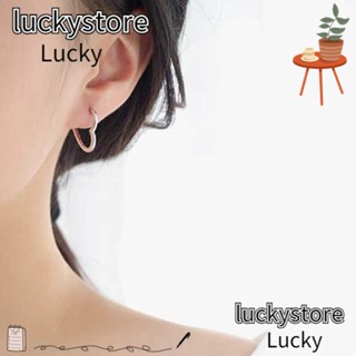 Lucky ต่างหูห่วง รูปหัวใจ เครื่องประดับแฟชั่นสตรี