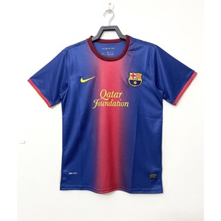 เสื้อกีฬาแขนสั้น ลายทีมชาติฟุตบอล Barcelona 12-13 ชุดเหย้า สไตล์เรโทร