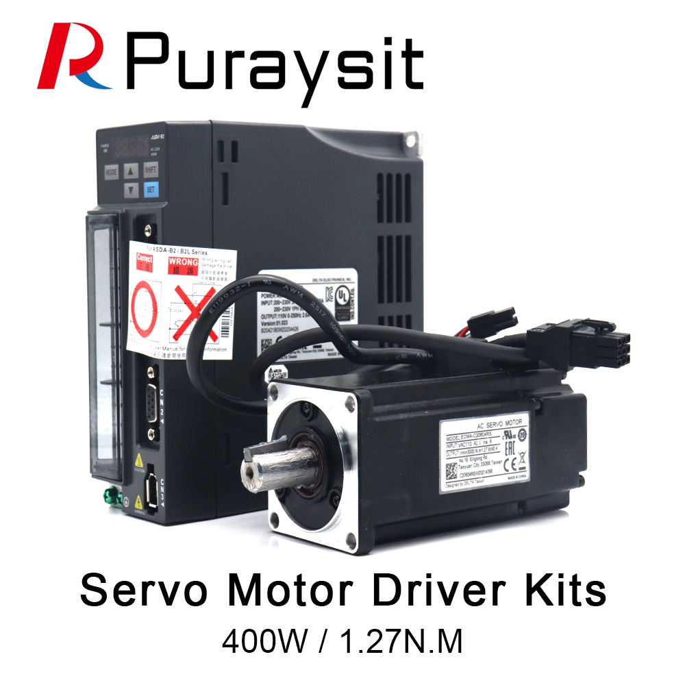YY Puraysit Servo Motor Kit B2 series 400W ASD-B2-0421-B ECMA-C20604RS 1.27NM 3000rpm 60MM พร้อมสาย 
