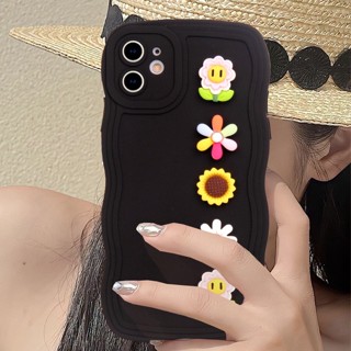 เคสโทรศัพท์มือถือ ซิลิโคนนิ่ม ใส ลายดอกไม้หน้ายิ้ม 3D สําหรับ iPhone 11 12 13 14 Pro MAX Plus Mini X XR XS MAX 6 S 7 8 Plus SE 2020 11Pro 12pro 13Pro