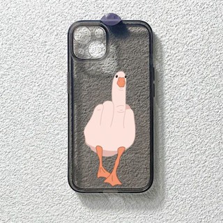 เคสโทรศัพท์มือถือแบบใส กันกระแทก ลายเป็ดนิ้วกลาง สําหรับ Iphone 11promax xsmax 14promax 14 13pro 12 11 xs xr