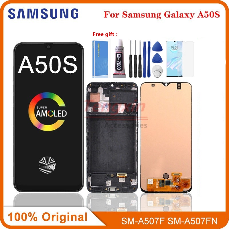 6.4 "; AMOLED สําหรับ Samsung Galaxy A50s A507 จอแสดงผล LCD ชุดหน้าจอสัมผัสพร้อมการเปลี่ยนกรอบ