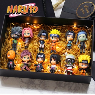 ฟิกเกอร์ PVC รูป Naruto Shippuden Sasuke Gaara Itachi Rock Lee Tsunade Sasori Sakura Shikamaru Neji Naruto Q Version ของเล่นสําหรับเด็ก 12 ชิ้น