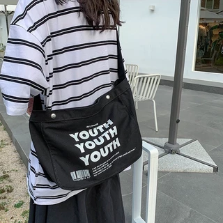 กระเป๋าผ้าสะพายข้าง YOUTH ผ้าแคนวาส ผู้ชาย​ ผู้หญิง​ พร้อมส่ง #BAG07