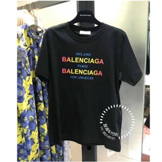 VDเสื้อยืด พิมพ์ลายโลโก้ Balenciagas หลากสี