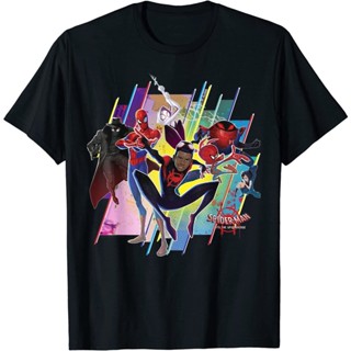 เสื้อยืดแขนสั้นผ้าฝ้ายแท้เสื้อยืดแขนสั้น พิมพ์ลายกราฟฟิค Marvel Spider-Man Spiderverse สีสันสดใส พรีเมี่ยม แฟชั่นสําหรับ