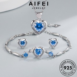 AIFEI JEWELRY เครื่องประดับ จี้ เกาหลี รูปหัวใจ ไพลิน เครื่องประดับ สร้อยคอ Silver 925 แท้ ผู้หญิง เงิน แฟชั่น ต้นฉบับ S26