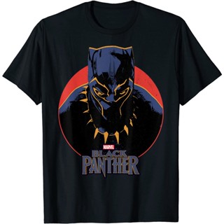 เสื้อยืดแขนสั้นเสื้อยืด พิมพ์ลาย Marvel Black Panther สไตล์เรโทร สําหรับผู้ชายS-5XL