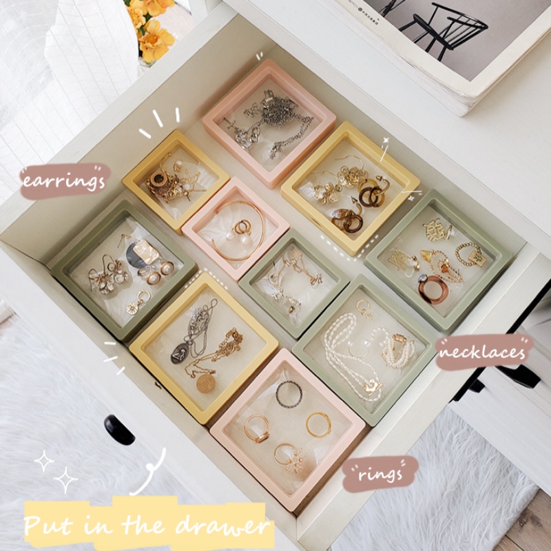 Roselife กล่องใส PE 3D ตั้งได้ สําหรับเก็บเครื่องประดับ แหวน ต่างหู สร้อยคอ สร้อยข้อมือ แบบพกพา เดินทาง