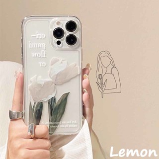 [Lemon] เคสโทรศัพท์มือถือแบบใส ลายดอกทิวลิป เรียบง่าย สําหรับ iPhone 14 14pro 14promax 14plus 13 13pro 13promax 7 8 7plus 8plus 11 12 XR XSMAX 12pro 11promax 12promax