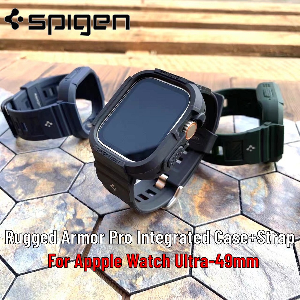 สําหรับ for Apple Watch Ultra 49 มม. รุ่น SPIGEN แข็งแรงทนทานแบบ ชุดกล่อง+ สายรัดข้อมือ for iWatch 45มม 44มม 41มม 40มม