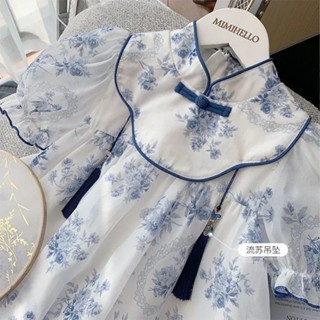 * เด็กผู้หญิง Hanfu Cheongsam * ชุดกี่เพ้าเด็กผู้หญิงชุดเดรสเด็กสไตล์จีนฤดูร้อนปี2022ชุดเจ้าหญิงสุดนางฟ้ารุ่นใหม่กระโปรง