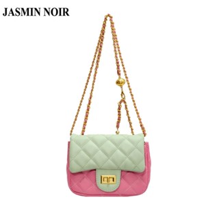 Jasmin NOIR กระเป๋าสะพายไหล่ หนัง PU แต่งสายโซ่ล็อก ขนาดเล็ก สไตล์เกาหลี สําหรับผู้หญิง