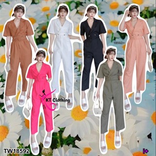 S4U 💗พร้อมส่ง Jumpsuit จั้มสูทคอปก ติดกระดุม ขายาว + เข้มขัด เสื้อผ้าแฟชั่นผู้หญิง ชุดไปทะเล ชุดเซ็ท เสื้อผ้าสาวอวบ