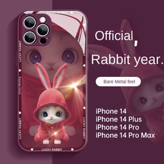 เคสโทรศัพท์มือถือแบบแก้วแข็ง กันกระแทก กันน้ํา ลายกระต่าย สําหรับ Iphone 11promax 8plus 14promax 14 13pro 11 12 xsmax 7 8p